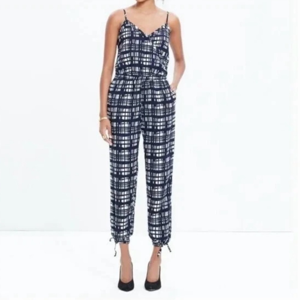 MADEWELL Faux Wrap Cami Jumpsuit - Pattern - Size M Adjustable Straps